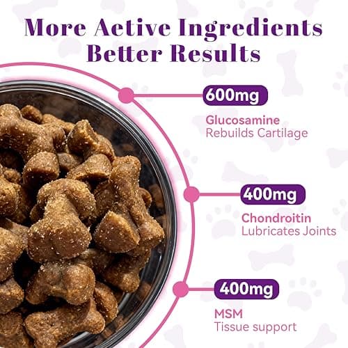 Glucosamine for Dogs Hip and Joint Support - Dog Joint Supplement with Chondroitin, MSM, Turmeric & Omega 3 - Relief for Joint Pain & Inflammation - Mobility & Flexibility - 150 Soft Chews, Chicken view 4