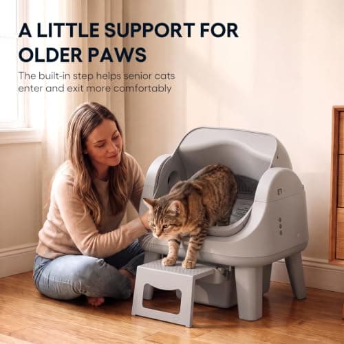 Open-Top Self-Cleaning Cat Litter Box, Multiple Safety Sensors, Grey | Multiple safety checks, proper-fit detection, and physical protection support a more reassuring cleaning routine. view 6