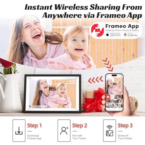 Frameo 10.1 inch WiFi Digital Picture Frame, IPS Touch Screen Smart Cloud Digital Photo Frame with 32GB Storage, Auto-Rotate, Wall-Mounted, Slideshow, Share Photos/Videos Instantly via Frameo App view 3