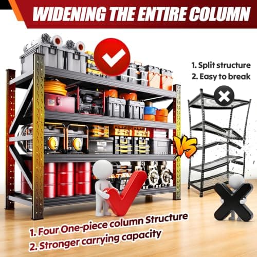 AXASIIO 79" W Storage Shelves, 4T Adjustable Garage Shelving Unit, Rust Proof Large Metal Storage Rack, 24" Dx79 Wx74 H Industrial Shelving for Warehouse, Basement, Supermarket view 4