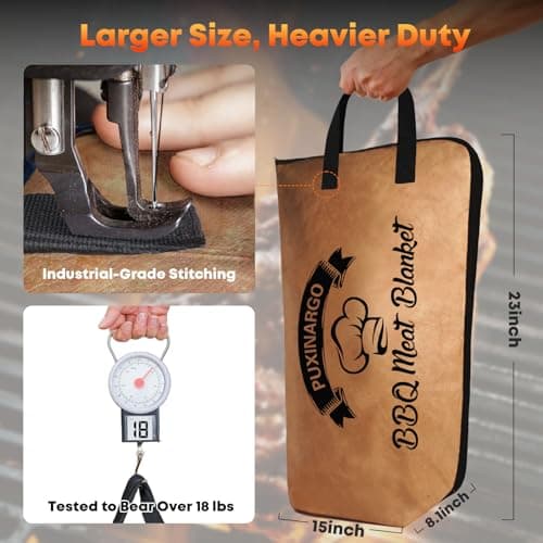 BBQ Blanket for Resting Meat, Puxinargo Brisket Blanket Meat Resting Bag for Smoking, Grilling Meat Insulated Resting Bag with Wide Mouth & Reinforced Handles for Large Brisket/Turkey, Large 23" view 4