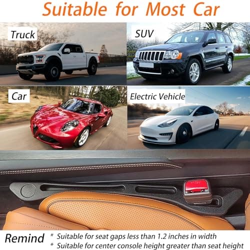 JCL Car Seat Gap Filler 2 Pack, Soft Multifunctional Gap Filler for Car Seat Gap Filler Organizer, Universal Car Gap Seat Filler Fits Car Truck SUV to Fill The Gap Between Seat and Console view 6