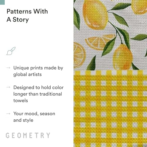 GEOMETRY Spring Kitchen Towels - Quick Dry Microfiber Cloth Spring & Summer Dish Towels for Kitchen Drying - Premium Quick Dry Towel - Lemonade Lines, 18" x 30" - 2-Pack view 7