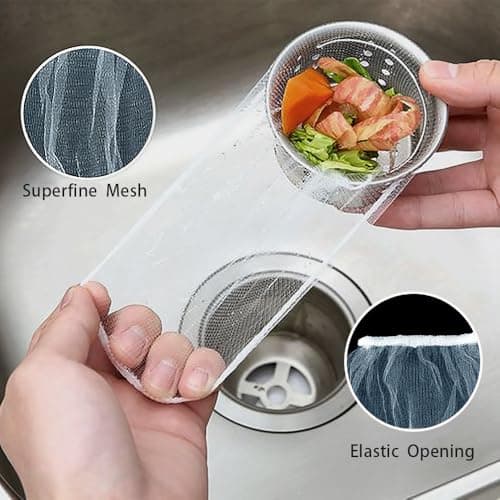 300 PCS Kitchen Disposable Mesh Sink Strainer Bag and PP Extraction Box Fits Sink Strainer Elastic Anti-Clogging Eco-Friendly Sink Drain Strainer Collecting Kitchen Food Waste Garbage view 4