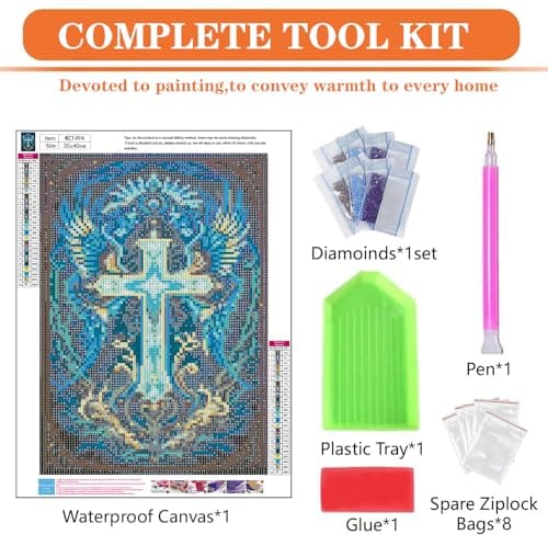 igoodom Cross Diamond Art Kits for Adults, Religion Diamond Painting Kit, Full Drill Round Diamond Art Kits, DIY Gem Art and Crafts for Home Wall Decor Gift 12x16inch view 6