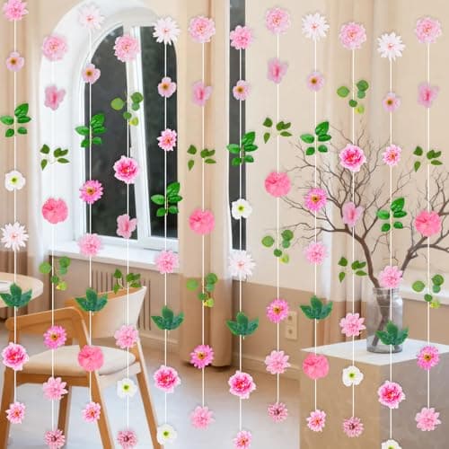 Biutee 6 PCS Hanging Flower Garlands 6FT Artificial Flowers Hanging Decorations Floral Hanging Garland with Hooks Fake Flower Vines for Halloween Fall Wedding Party Baby Shower Home Decorations view 5