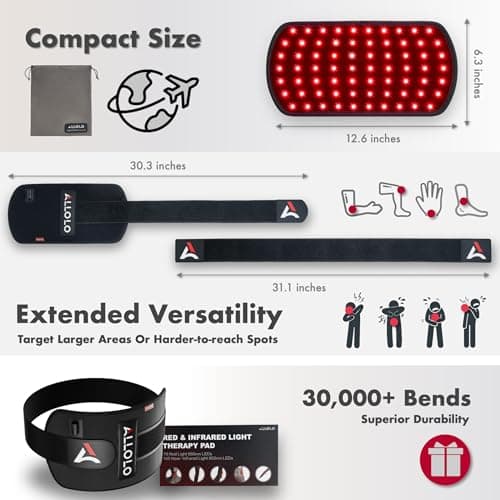 Red Light for Body, 3 in 1 LEDs Red Light Belt, Timer Remote Control, 660nm 850nm Infrared Light Pad for Body Waist Shoulder Knee, 12.6" x 6.3" Large Area view 3