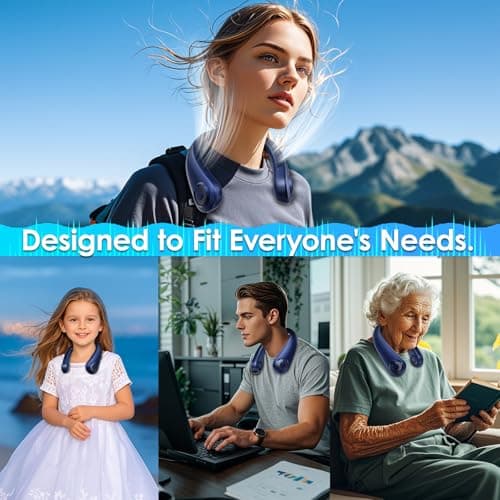 AUIIAH Neck Fan - Portable Personal Cooling Bladeless Around the Neck Fans that Blow Cold Air Rechargeable with 5 Speeds, Neck Support for Hot Flashes, Disneyland, Travel, Cooler for Women Men view 5