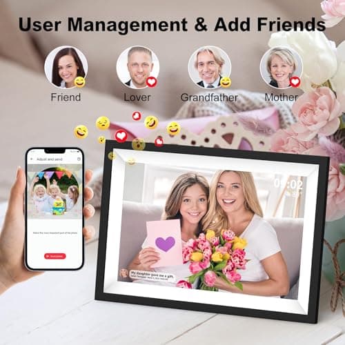 10.1 Inch Digital Picture Frame WiFi, Frameo Digital Picture Frame, Smart Cloud Electronic Picture Frame with 32GB Storage, Easy Setup to Share Photos/Videos via Frameo App view 5