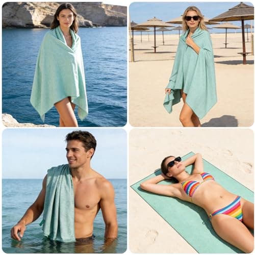 NUOYEE Hot Yoga Mat Towel 30X60 Inch Quick Dry Microfiber Camping Towel Fast Drying Lightweight Travel Body Beach Swimming Pool Towels(Light Green, 1 Pack L(30X60 Inch) view 4