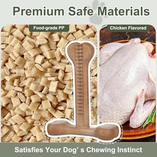 JoviQ Dog Chew Toy for Aggressive Chewers T-Shaped Tough Dog Bone Toys for Small Medium Large Breed to Keep Them Busy (Small-Under 20LBS, Chicken Flavored) view 3