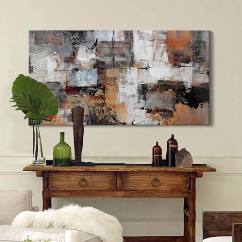 Wall Art for Living Room - Abstract Canvas Wall Decor, Modern Minimalist Painting in Black and White - Framed pictures for Bedroom, Office Artwork, Brown Bedroom Wall Decor Above Bed 29×58IN view 2