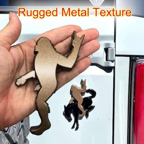 Add-A-Sasquatch Emblem for Bronco – 3" x 4" Overlay Decal – Easy Install, Industrial Strength 3M Tape – Fun Off-Road Accessory （NO Pony Emblem ）(Flat Bronze Metallic) view 5