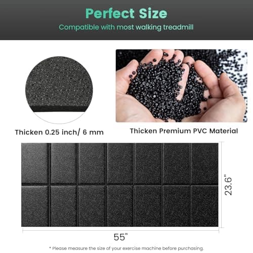 Walking Pad Mat for Carpet, 1/4" Thick Foldable Treadmill Mat for Hardwood Floors, 55"x23.6" High Density Under Walking Pad for Bike, Elliptical, Indoor Use, Floor Protection, Noise Shock Absorption view 7