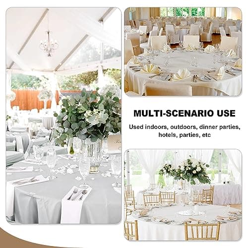 Fitable 6 Pack White Round Tablecloths - 120 Inches in Diameter - Stain Resistant and Washable Table Clothes, Polyester Fabric Table Covers for Wedding, Party, Banquet, Formal Events view 6