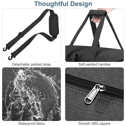 120L Foldable Waterproof Travel Duffel Bag for Men and Women with Shoe Compartment (Black, 120L) view 6