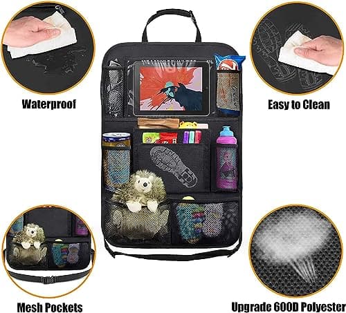 AYWVRBST Car Backseat Organizer, 9 Storage Pockets, Thickened 600D Polyester,Waterproof, Durable, Universal Fit for Sedan SUV, Truck, Minivan(1, Black) view 5