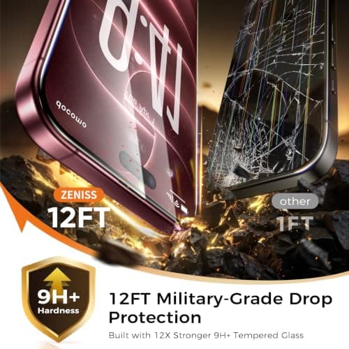 NeverBreak 9H+ Hardness for iPhone 18 Pro Max Screen Protector 12FT Military Grade Protection (Scratch, Shatter, Drop Resistance) 18 ProMax Tempered Glass Full Edge Coverage Case Friendly 6.9" 2 Pack view 5