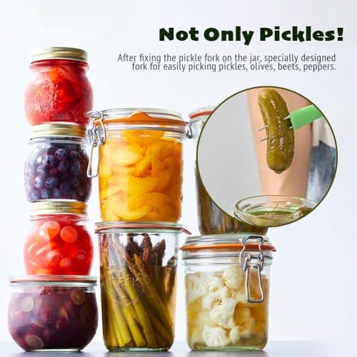 Iosjeude Pickle Fork -2 Pack pickle grabber, olive fork pickle with Rubber Apron for Pickles, Dishwasher Safe, kitchen gadgets pickle gifts pickle forks for the jar pickle holder view 4