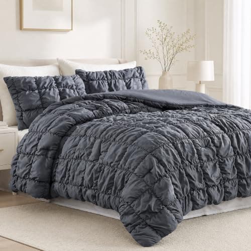 Amélie Home Queen Bubble Comforter Set, Soft, Charcoal Grey, 3-Piece — image 1