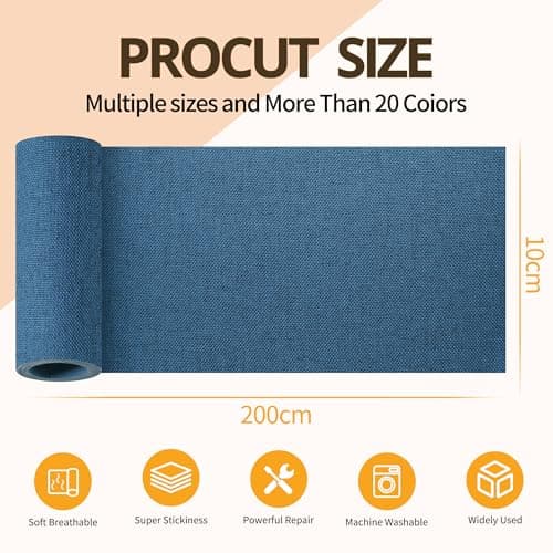 Sgooyir Fabric Repair Tape, Self-Adhesive Couch Patch Repair Fabric Patches for Furniture, Couch Repairing Kit Tape for Upholstery, Carpets, Chairs, Sofas, Pillows Linen 4x80 Inch Navy Blue view 2