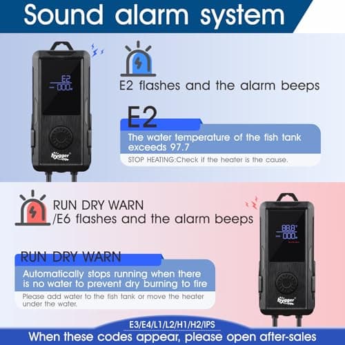 hygger Aquarium Heater 500W/800W/1000W,Fish Tank Heater with Danger Warning Automatically Stops Heating System and Digital LED Controller,for Freshwater or Saltwater 110-240 Gallon Tank view 4