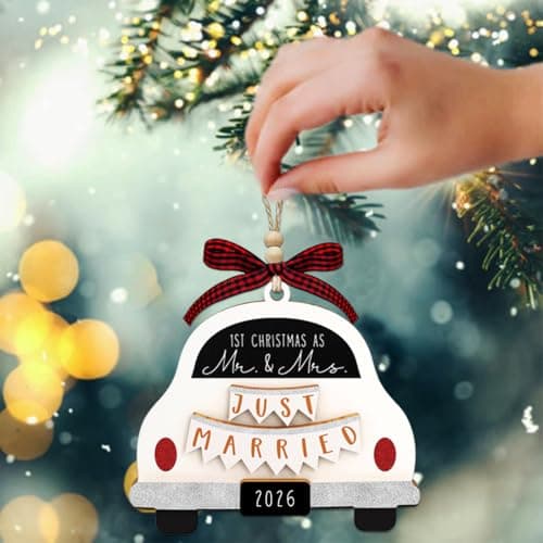 First Christmas Married Ornament 2026, Our First Christmas As Mr and Mrs Christmas Ornament - Bridal Shower Gift, Marriage Gifts, Wedding Gifts for Couples, Gift for Newlyweds view 2