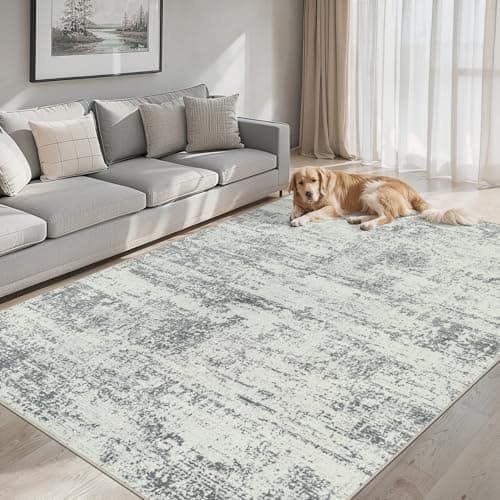Area Rugs Living Room Rug - 5x7 Washable Modern Abstract Soft Neutral Non-Slip Carpet Large Indoor Floor Stain Resistant Thin Carpets for Bedroom Dining Room Farmhouse Nursery Home Office Grey view 2
