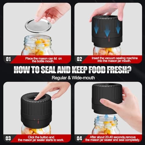 2026 Latest Electric Mason Jar Vacuum Sealer Kit for Mason Jars with Wide and Regular Mouth Canning Jar Lids view 6