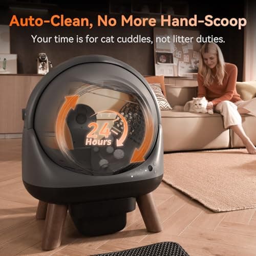 Self Cleaning Litter Box for Multiple Cats, G1 Automatic Litter Box with Smart APP Control & Health Monitoring, Includes 2 Roll Trash Bags and Litter Mat (Grey) view 2