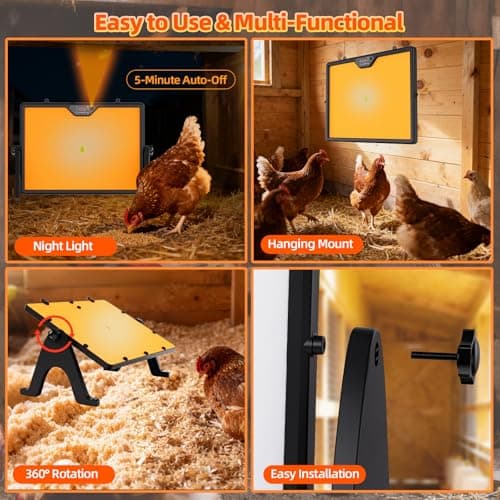 Gyrivav Brooder Plate for Chicks with Remote Control, Double-Sided Chick Heat Plate, Night Light, 4 Timer Modes, LED Light, Adjustable Angle & Temp Display, 180W for Chicks/Ducks/Cats/Dogs (Black) view 6