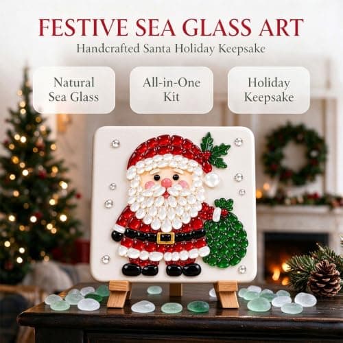 Mosaic Sea Glass Art Kit,DIY Christma Craft Art for Holiday Wall Decor Gift view 3