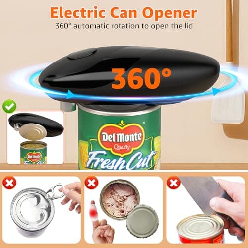 electriccan opener, automatic can opener, one-button operation, with smooth edge design suitable for the elderly, portable kitchen tool, suitable for most can sizes. view 4