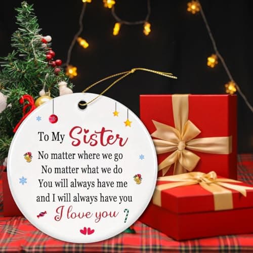 Sister Christmas Ornaments 2025,Sisters Gifts for Christmas Tree,White Sister Ornament,Friend Ornaments for Women view 6