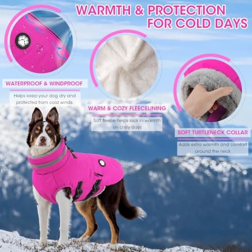 Dogcheer Waterproof Dog Coat with Harness, Adjustable Dog Jacket with Pockets view 5