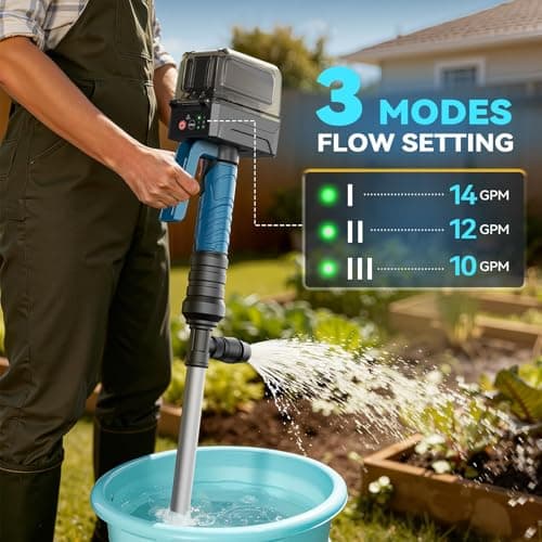 Ecarke 840GPH Brushless Cordless Stick Water Transfer Pump Compatible With Makita 18V (only tool), Auto Shut-Off, 38FT Lift 3-Speed, Extendable & IP68 with Hose Kit for Pool Garden Basement RV Boat view 3