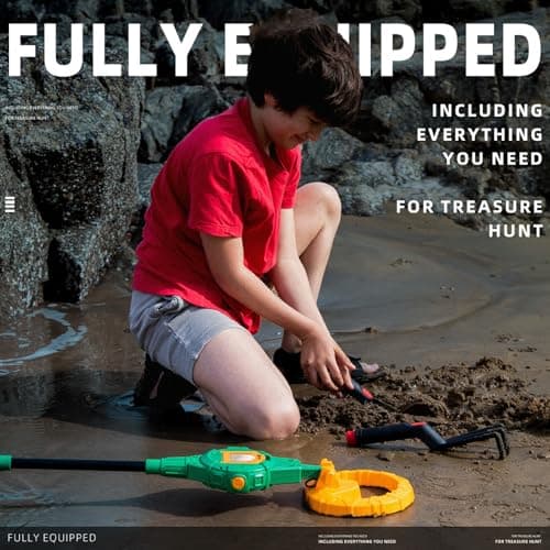 PANCKY Metal Detector for Kids, IP68 Waterproof 3-10 Year Kids Metal Detector Kit with LCD Display, Automatic Sensitivity Adjustment, 6.6" Search Coil, 1.65lb Lightweight, Gift for Boys & Girls, Green view 6