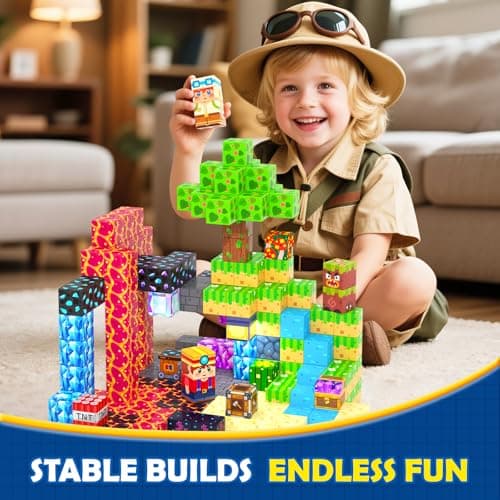 Coodoo 150PCS Magnetic Blocks, Build Mine Magnet World Set, Toddler Outdoor Toys STEM Construction Building Blocks Toy, Magnetic Tiles Sensory Kids Toys for 3+ Year Old Kids Boys Girls Ages 3 4 5 6 view 3