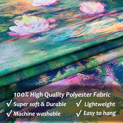 ARTCREATOR Monet Waterlily Wall Tapestry Green Floral Plant for Bedroom, Monet Wall Art Posters for Room Aesthetic, Small Nature Vintage Tapestry for Living Room Dorm (29" x 37")-04 view 6