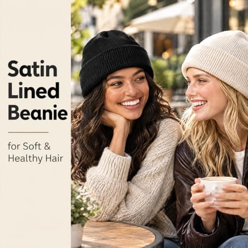 Gsoyti Unisex Satin Lined Beanie Hats for Women Men Reduce Frizz | Winter Knit Beanies Warm Soft Silk Lining view 5