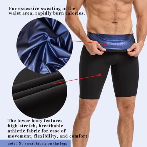 SEXYWG Men's Sauna Shorts Sweat Sauna Short Pats Slimming Sweat Pants Waist Trainer Shorts Heat Trapping for Gym Exercises view 5