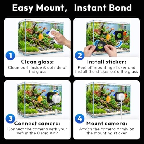 Akiyo Aquarium Fish Camera Pet Camera for Fish Tank Reptile Terrarium 2K | Color Night Vision, Auto‑Focus,AI Smart Detection, 2.4G&5G WiFi, Works with Alexa, Phone App Remote Monitor. view 2
