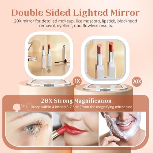 3.5" Rechargeable Travel Makeup Mirror 30X Magnification (White) view 4