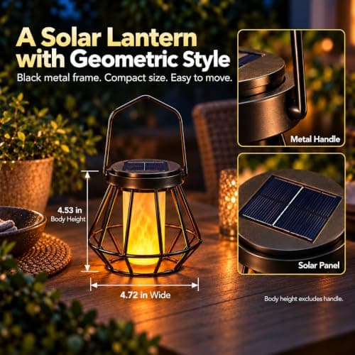 Solar Lantern Outdoor Lights for Halloween 2 Pack, Flickering Flame Waterproof solar powered Hanging light with Auto On/Off, Patio, Garden & Halloween Decor view 4