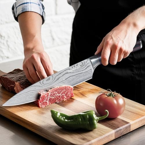 Black Knife Set With Block - 8 Pieces High Carbon Stainless Steel Magnetic Knife Set with Sharpener, Ultra Sharp Kitchen Knives Sets for Cooking with Ergonomic Handle view 7