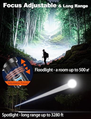 PHIXTON Rechargeable Flashlights High Lumens 10000 Super Bright Long Range 3280FT, Long Lasting 15H Powerful USB C LED Strong Flash Light High Powered, Heavy Duty, Zoomable, for Home Camping Gift view 3