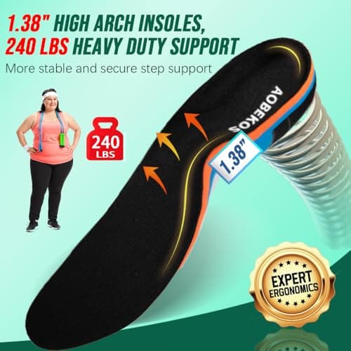 AOBEKOS Plantar Fasciitis Relief Insoles Men Women High Arch Support Shoe Inserts,240+lbs Comfort EVA Orthotics Insert Absorb Shock Work Boot Shoe Insole for Flat Feet, Pronation, Heel & Foot Pain view 3