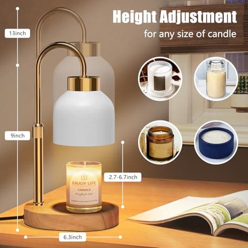 seenlast Candle Warmer Lamp with Dimmer Adjustable Height,Mothers Day Gifts,2/4/8H Timer,Vintage Home Decor for Scented Jar view 2