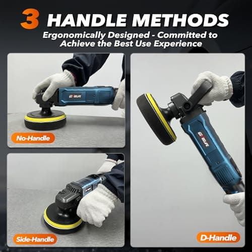 GEVEELIFE Buffer Polisher, 6 Inch/7 Inch 1600W Rotary Car Buffer Polisher Waxer, 7 Variable Speed 1000-3500 RPM, Detachable Handle for Car, Boat Sanding, Polishing, Waxing view 5