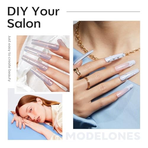 Modelones Long Square XXL Fake Nail Tips - 504Pcs Gel Tips Pre-shaped Half Matte Full Cover Clear Acrylic Gel Kit False Press on Nails for Extension DIY Salon 12Sizes view 3